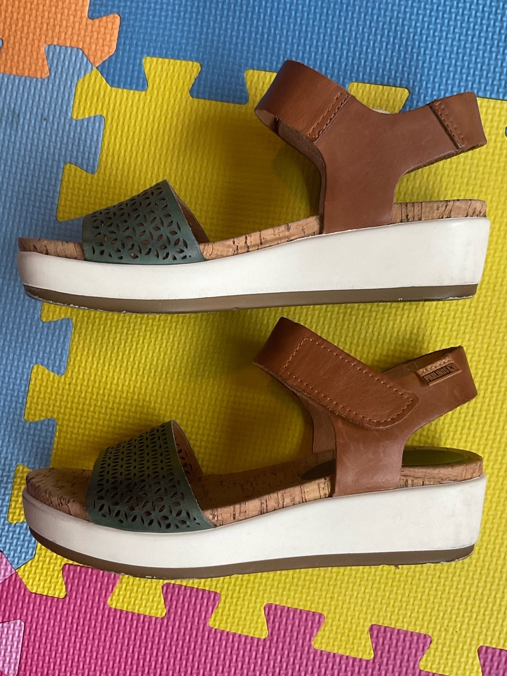 🌊Coastal Grandma Pikolinos Brown and Green Wedge Sandals Boho Size 36 - Picture 4 of 6